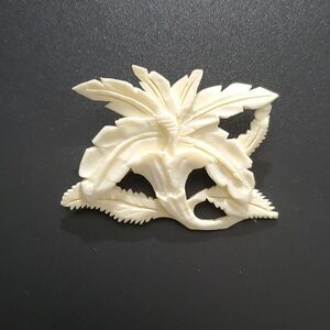 Vintage‎ Hand Carved Flower Brooch Pin Open Work Detail 2" Inches